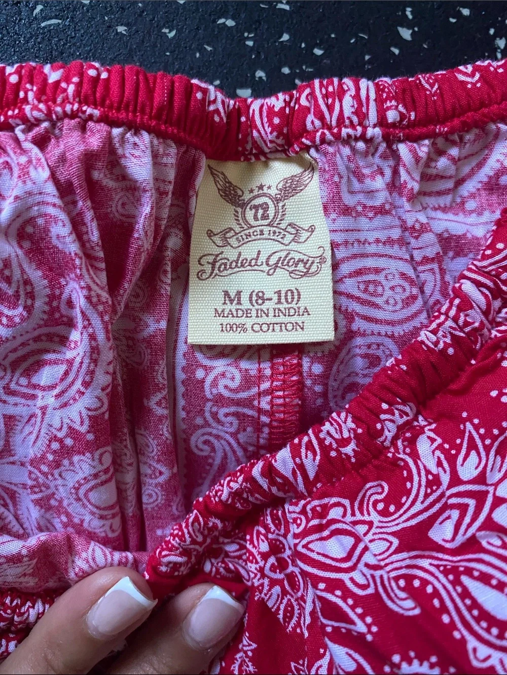 Faded Glory Red Bandana Print Ruffle Neck Dress